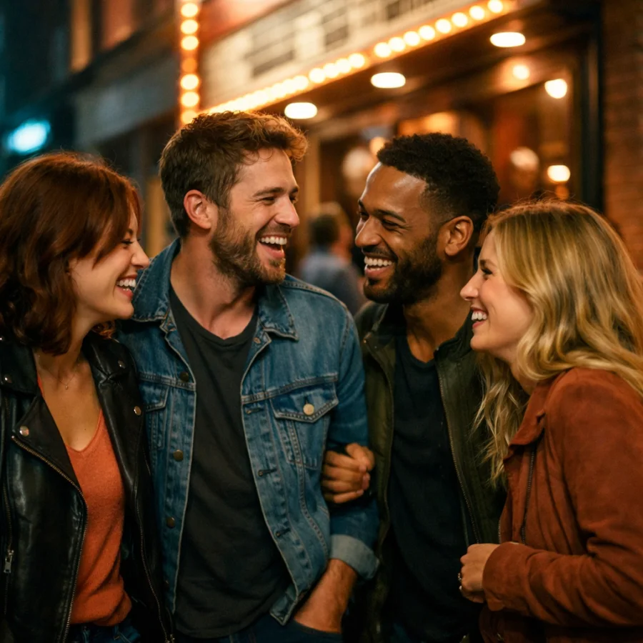 A group of friends after a city night out
